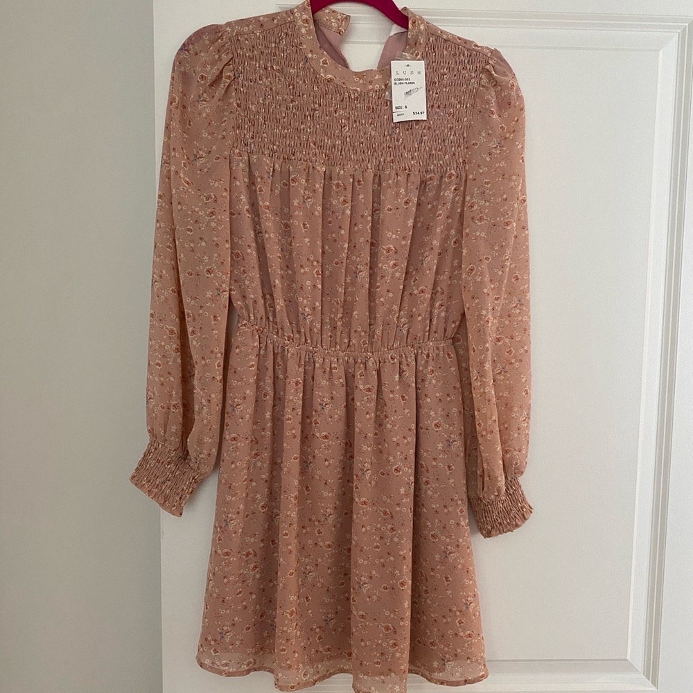 NWT LUSH Blush Pink Floral Dress